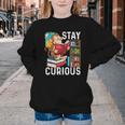 Stay Curious Monkey Reading Book Lover Bookworm Youth Crewneck Sweatshirt