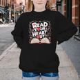 Teach Inspire Grow Everyday Read Your Heart Out Valentine Book-Themed Small Youth Crewneck Sweatshirt