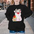 Teacher Pig Cute Farm Animal Book Lover School Student For Men Women Kids Youth Crewneck Sweatshirt