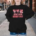 Valentine Day Book Read Your Heart Out Lovers Teacher Kids Youth Crewneck Sweatshirt