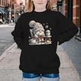 Vintage Cute Gnome Reading Book Coffee Cute Gnome Graphic Youth Crewneck Sweatshirt