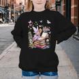 Watercolor Butterfly Fairy Read Book Library Fantasy Novel Youth Crewneck Sweatshirt