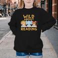 Wild About Reading Cute Animal Book Lover Kids Youth Crewneck Sweatshirt