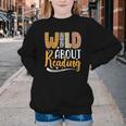 Wild About Reading Lover Bookworm Library Teacher Zoo Animal Youth Crewneck Sweatshirt