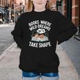 Women's Wild Dreams Reading Giraffe Book Reader Zoo Animals Kids Youth Crewneck Sweatshirt