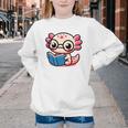 Adorable Book Lover Axolotl With Reading Glasses Cute Youth Crewneck Sweatshirt