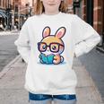 Adorable Book Lover Rabbit With Reading Glasses Cute Premium Youth Crewneck Sweatshirt