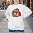 Adorable Book Lover Salmon With Reading Glasses Cute Youth Crewneck Sweatshirt