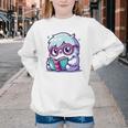 Adorable Book Lover Yeti With Reading Glasses Cute Youth Crewneck Sweatshirt Adorable Book Lover Yeti With Reading Glasses Cute Youth Crewneck Sweatshirt
