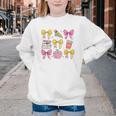 Apple Coquette Bow Books First Day Of School Back To School Youth Crewneck Sweatshirt
