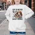 Basset Hound Dog Breed Life Is Better With Books And a For Men Women Girls Kids Youth Crewneck Sweatshirt