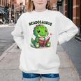 Book Lover Reading Dinosaur Readosaurus Library Youth Crewneck Sweatshirt