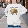 Books Are My Therapy Vintage Book Lover Daisy Art Youth Crewneck Sweatshirt