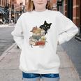 Cat And Books Flowers Reading Club Cat Lover Bookworm Youth Crewneck Sweatshirt