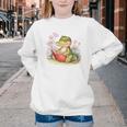 Crocodile Reading Book Watercolor Flowers Kids Youth Crewneck Sweatshirt