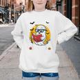 Cute Ghost Reading Book Retro Halloween Librarian Youth Crewneck Sweatshirt