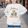Cute Halloween Teacher Librarian Mummy Reading Books Youth Crewneck Sweatshirt