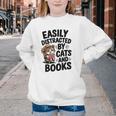 Easily Distracted By Cats And Books Lovers Reading Youth Crewneck Sweatshirt