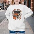 Fall Book Teacher Cat Books Halloween Autumn Librarian Youth Crewneck Sweatshirt