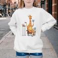 Giraffe Reading Tea Books Coffee Book Lover Graphic Youth Crewneck Sweatshirt