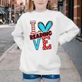 I Heart Books Love Reading Red And Stripe Animated Cat For Men Women Girls Kids Youth Crewneck Sweatshirt