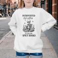 Introvert Read Spicy Books Lover Bookworm Skeleton Reading Youth Crewneck Sweatshirt