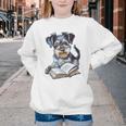 Nerdy Schnauzer Dog Book Lover Glasses Cute Pet For Men Women Kids Youth Crewneck Sweatshirt