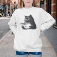 Reading Cat Cat Book Lover Youth Crewneck Sweatshirt