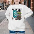 Respect Elders Cellphone Pushing Books In a Wheelchair Youth Crewneck Sweatshirt Respect Elders Cellphone Pushing Books In a Wheelchair Youth Crewneck Sweatshirt