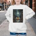 Vintage Ghost Book Reading Camping Gothic Halloween Teachers Youth Crewneck Sweatshirt