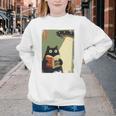Vintage Japanese Cat Book Lovers UFO Alien Abduction Cat Dad Youth Crewneck Sweatshirt Vintage Japanese Cat Book Lovers UFO Alien Abduction Cat Dad Youth Crewneck Sweatshirt