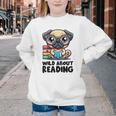 Wild About Reading Book Lover Pug Dog Youth Crewneck Sweatshirt