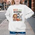 Wild About Reading Zoo Animals For Bookworm Book Reader Youth Crewneck Sweatshirt Wild About Reading Zoo Animals For Bookworm Book Reader Youth Crewneck Sweatshirt