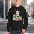 Adorable Donkey With Heart Sitting On Colorful Book Stack Youth Crewneck Sweatshirt