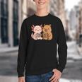 Capybara Axolotl Kawaii Kids Anime Book Lover Reading Youth Crewneck Sweatshirt