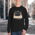 Cat On Open Book Mushrooms Ferns Dark Academia Youth Crewneck Sweatshirt