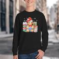 Christmas Gingerbread Man Reading Book Snowflake Teacher Youth Crewneck Sweatshirt