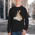 Cute Bunny Reading Book Glasses Bookworm Youth Crewneck Sweatshirt