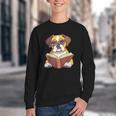 Cute Dog Boxer Reading Book Youth Crewneck Sweatshirt