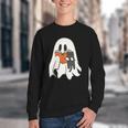 Cute Ghost Cat Reading Book Spooky Season Halloween Costume Youth Crewneck Sweatshirt