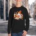 Cute Ghost Reading Book Lovers Halloween Pumpkin Women Girls Youth Crewneck Sweatshirt