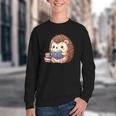 Cute Hedgehog Book Lover Readers Animal Reading Youth Crewneck Sweatshirt