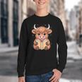 Cute Highland Cow Reading Book Youth Crewneck Sweatshirt Cute Highland Cow Reading Book Youth Crewneck Sweatshirt