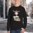 Donkey Reading Book Read Books Be Kind Stay Weird Librarian Youth Crewneck Sweatshirt