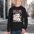 Girl Who Loves Cats And Books Cute Youth Crewneck Sweatshirt
