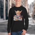 Highland Cow Reading Book Librarian Library Youth Crewneck Sweatshirt Highland Cow Reading Book Librarian Library Youth Crewneck Sweatshirt