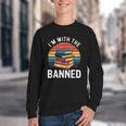 I'm With The Banned Stack Of Books Vintage Sunset Retro Youth Crewneck Sweatshirt