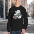Old English Sheepdog Books Reading Dog Breed Graphic Youth Crewneck Sweatshirt
