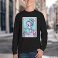 The Reader Retro Reading Skeleton Books Flowers Tarot Card Youth Crewneck Sweatshirt