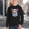 Readsalotl Axolotl Reading Book Lover Reading Pocket Axolotl Youth Crewneck Sweatshirt